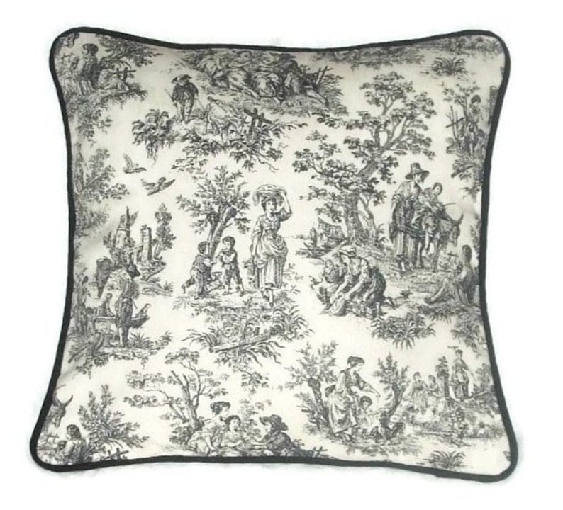 Toile Pillow Cover Black and White Pillow Cover Black Etsy