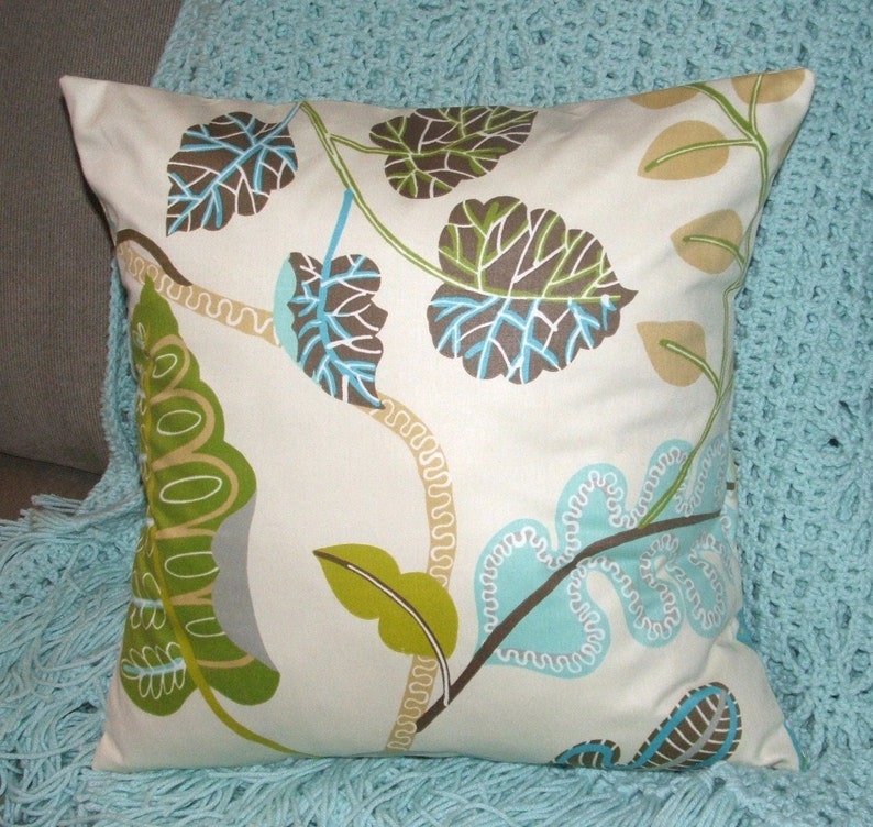 Pillow Cover Turquoise and Brown Decorative Pillow Cover Etsy