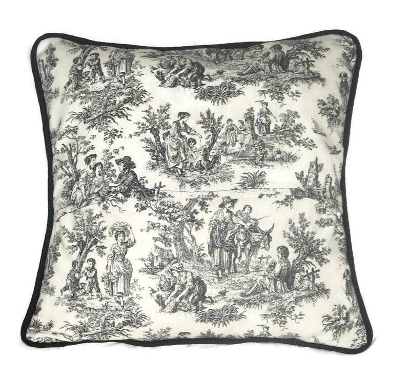 Toile Pillow Cover Black and White Pillow Cover Black Etsy