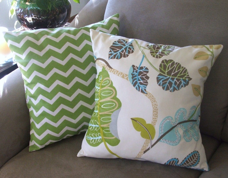 Pillow Cover Turquoise and Brown Decorative Pillow Cover Etsy