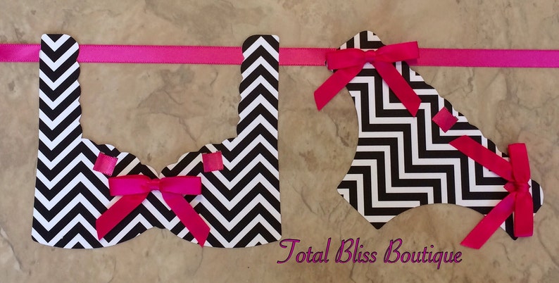 Black White Bachelorette Decorations Chevron Lingerie Etsy