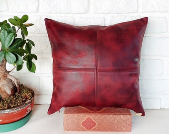 Mustard color rustic old pattern soft faux leather fabric pillow cover-1QTY
