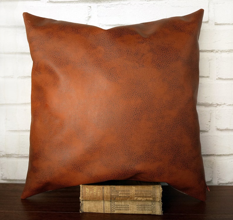 Fast shipping/Terra-cotta old look pattern-back side brown linen look fabric pillow cover/scandinavian home decor/housewarming gift-1pc image 6