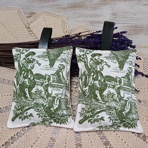 Bolsitas de lavanda estilo campestre francés – Tela Toile de Jouy, juego de bolsas de regalo de lavanda