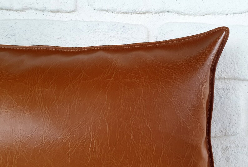 Cognac Orient M Brown Faux Leather Lumbar Pillow With Etsy