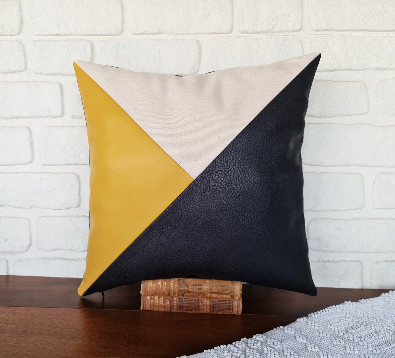 Diagonal Color Block Biogen Yellow Faux Leather Black Faux - Etsy