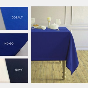 Tonos azules colores mantel de estilo campestre de algodón opcional - mantel de decoración del hogar - tamaños personalizados