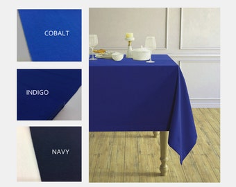 Tonos azules colores mantel de estilo campestre de algodón opcional - mantel de decoración del hogar - tamaños personalizados