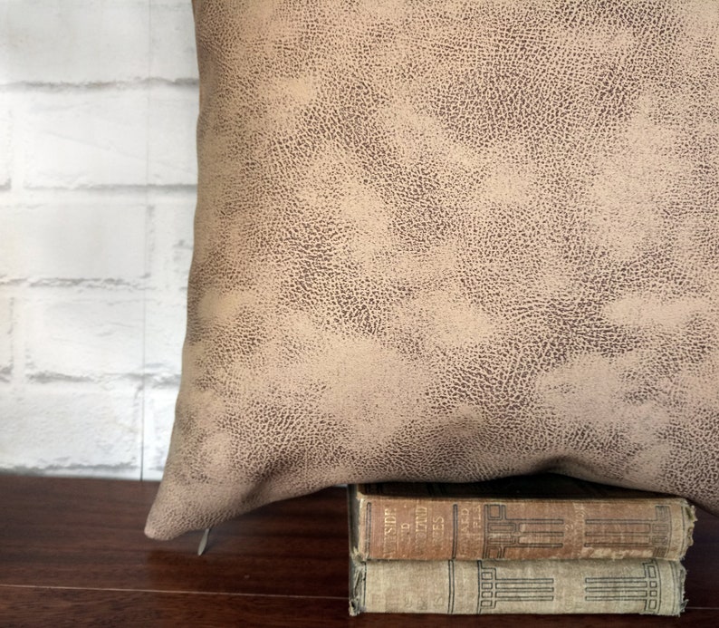 Fast shippingcaramel faux leather pillow cover-old look pattern-back side suedescandinavian home decorhousewarming gift-1pc