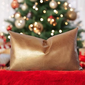 Gold Faux Leather Pillow Cover: Metallic Home Decor