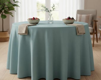 Extra breed rond tafelkleed | Aangepast formaat | Shantung-textuurstof | Gitzwart marineblauw blauwgroen