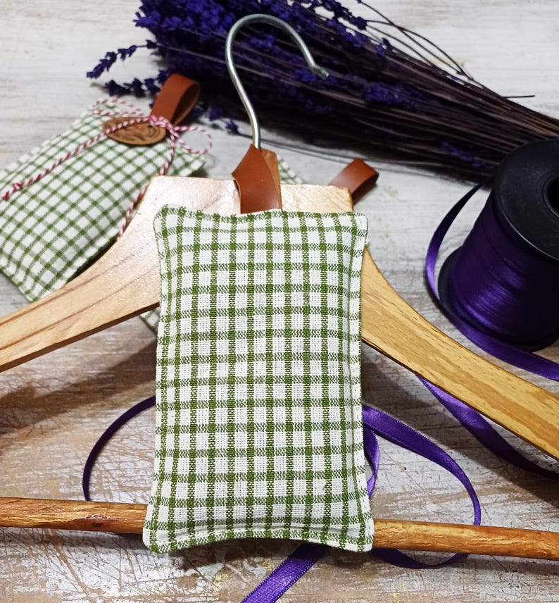 Cotton Lavender Sachets – 4pc Gift Set with with Cognac Hanger image 8