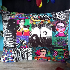 Fast shipping/Frida -day of the dead - colorful print pillow cover/Housewarming gift/Rainbow colors pillow designs-1 pcs