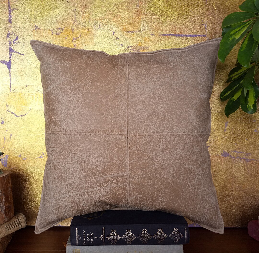 Faux leather top accent pillows