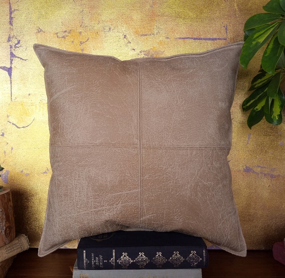 Fast Shipping beige Faux Leather Fabric Piecewise Square Design