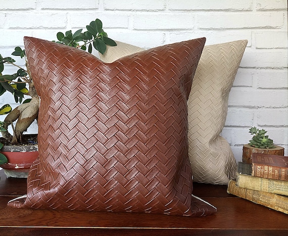 Faux Leather Throw Pillow Cover