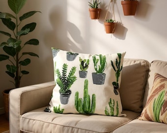Federa per cuscino con motivo cactus: decorazioni per la casa fatte a mano