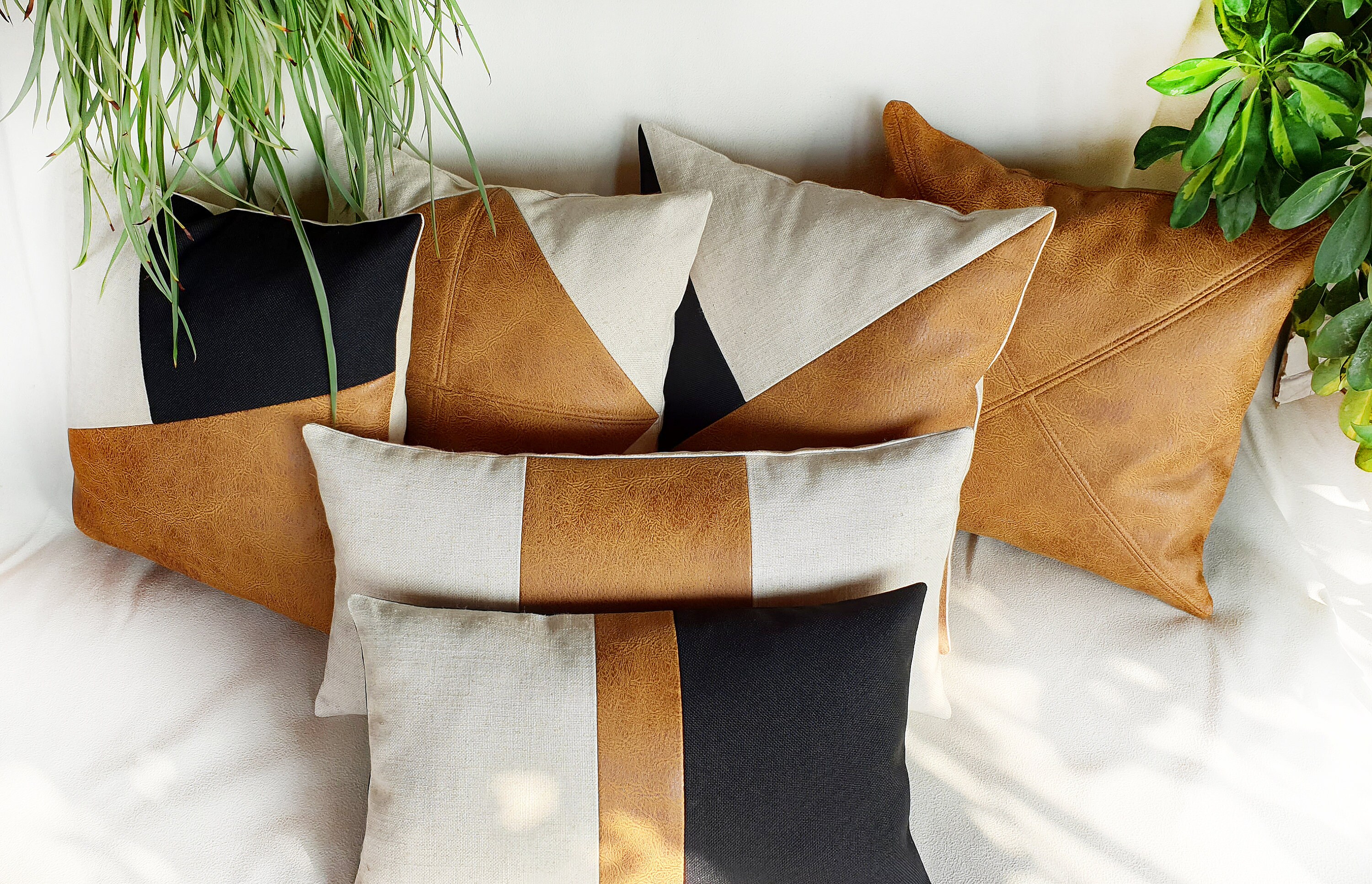 Zen Camel-black-beige Color Triangle Diagonal Design Distressed