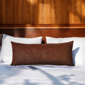 Faux Leather Lumbar Pillow Cover – Handmade 4-Panel – 8 Colors – Multi Size Modern Cushion – Customized Sizes - Luxary Decor