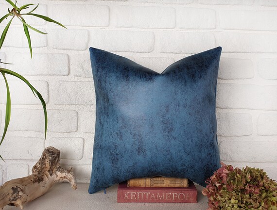Mustard color rustic old pattern soft faux leather fabric pillow cover-1QTY