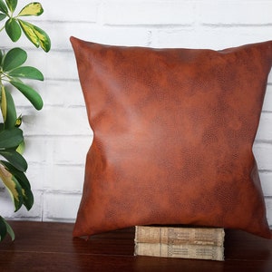 Fast shipping/Terra-cotta old look pattern-back side brown linen look fabric pillow cover/scandinavian home decor/housewarming gift-1pc image 1