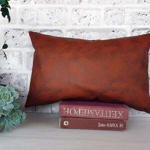 Fast shipping/Terra-cotta old look pattern-back side brown linen look fabric pillow cover/scandinavian home decor/housewarming gift-1pc image 5