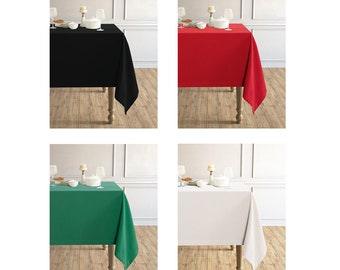 Nappe de style champêtre en coton blanc-vert-rouge-noir en option -Nappe de Noël -tailles personnalisées