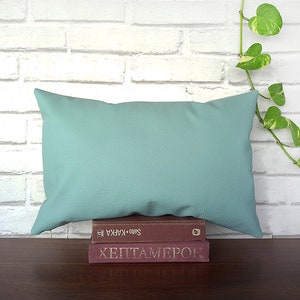 Fast shipping/Mint color modern thick faux leather pillow cover /modern scandinavian home decor/housewarming gift 1pcs image 5