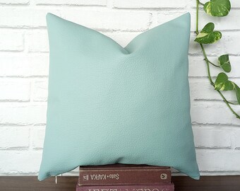 Custom Size Light Blue Faux Leather Cushion Cover – Pb315a, Litchit PU Skin, Pillow Case (Cover Only)