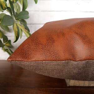 Fast shipping/Terra-cotta old look pattern-back side brown linen look fabric pillow cover/scandinavian home decor/housewarming gift-1pc image 2