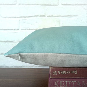 Fast shipping/Mint color modern thick faux leather pillow cover /modern scandinavian home decor/housewarming gift 1pcs image 8