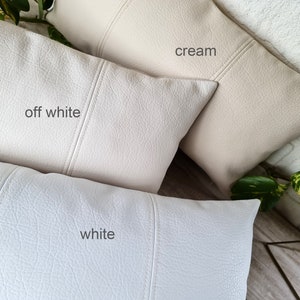 Cunda white-off white-cream color faux leather pillow cover-3 piece design/lumbar pillow cover/home decor/housewarming gift -1qty