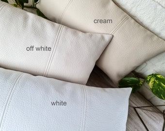 Funda de almohada de piel sintética blanca: diseño moderno de 3 piezas