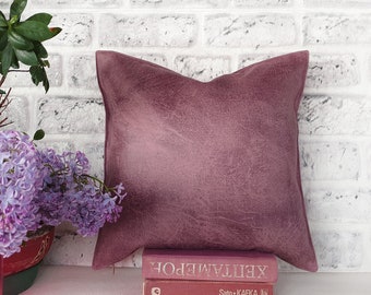 Fast shipping/Orchid rose vegan leather look fabric pillow cover/modern scandinavian home decor/housewarming gift-1pcs