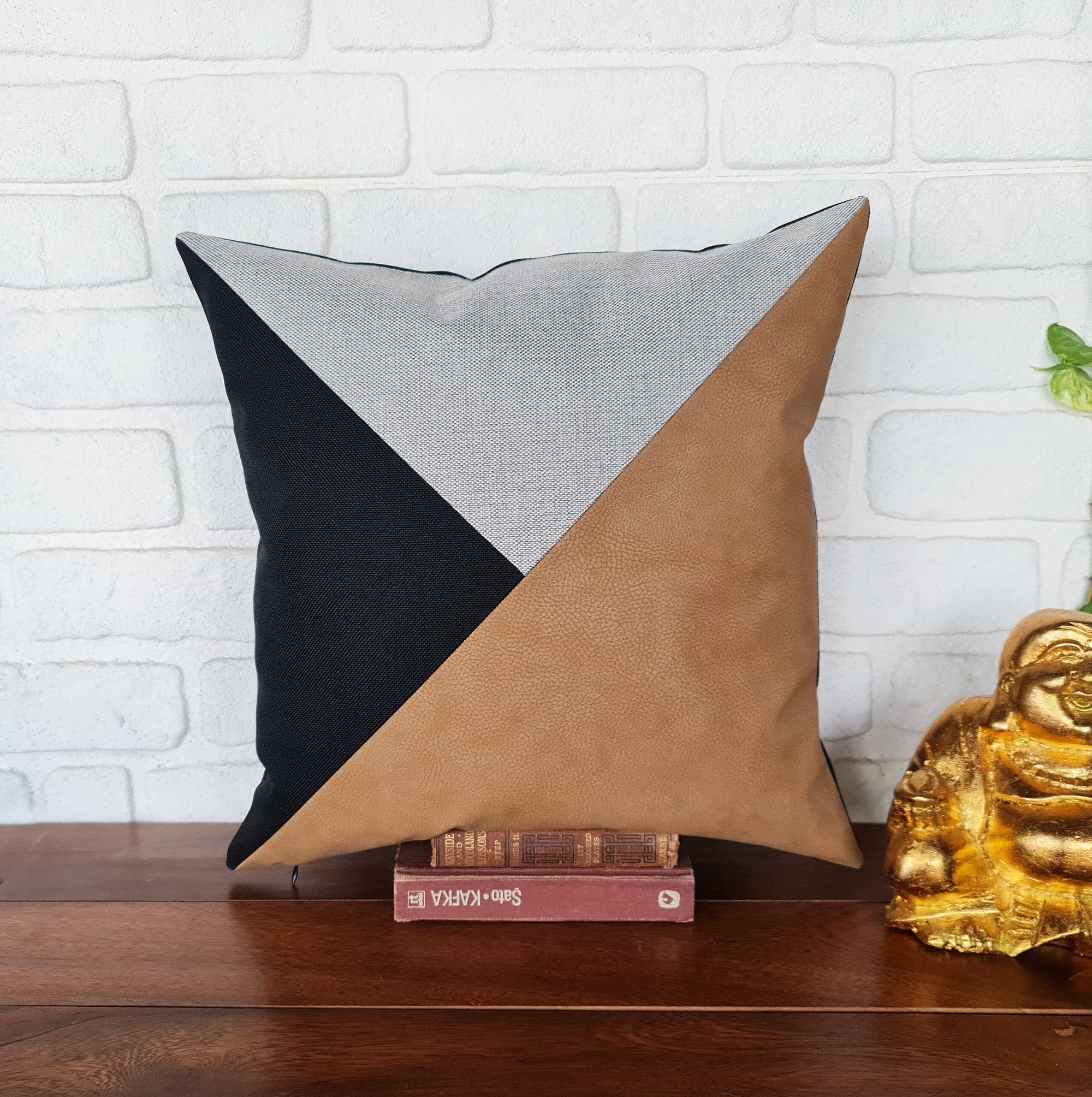 diagonal cut leather pillow design geometric pattern tutorial