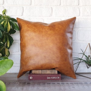 Camel Oscar old look pattern  faux leather  pillow cover/scandinavian home decor/housewarming gift-1qty