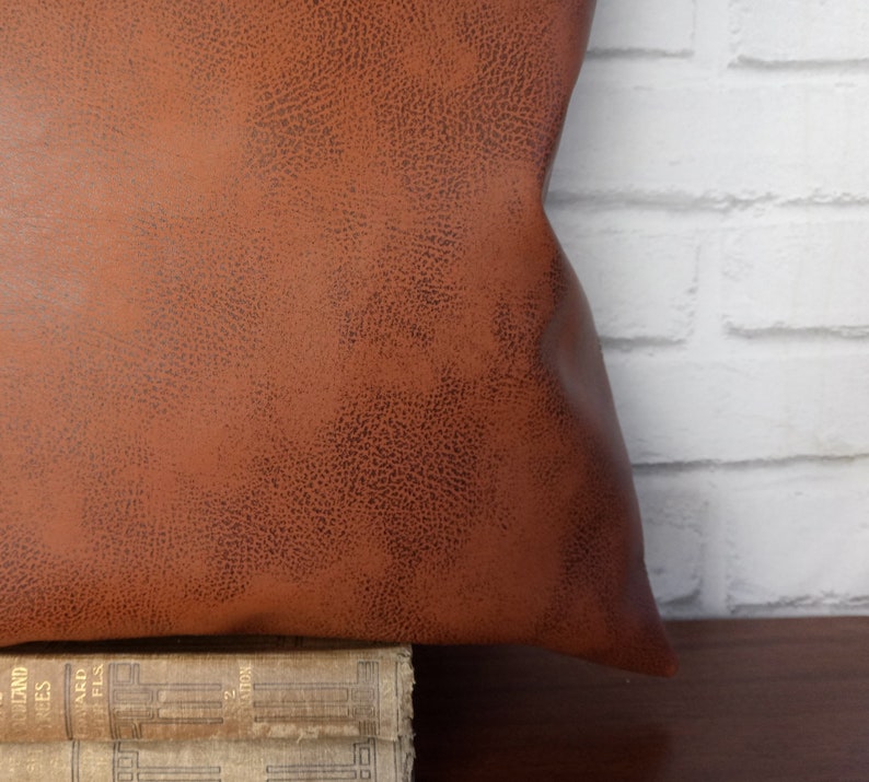 Fast shipping/Terra-cotta old look pattern-back side brown linen look fabric pillow cover/scandinavian home decor/housewarming gift-1pc image 7