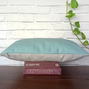 Fast shipping/Mint color modern thick faux leather pillow cover /modern scandinavian home decor/housewarming gift 1pcs image 7