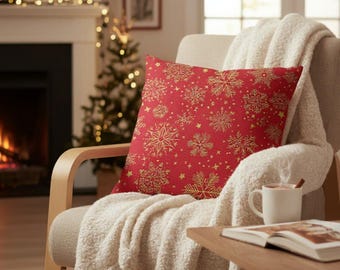 Christmas Snowflake Cushion Cover, Holiday Throw, 4 Colors