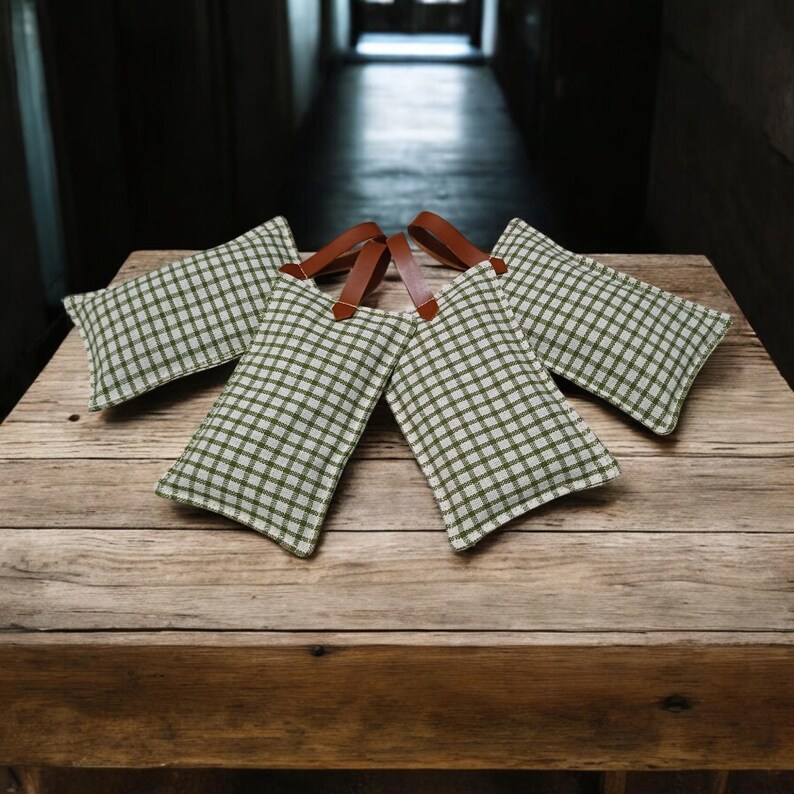 Cotton Lavender Sachets – 4pc Gift Set with with Cognac Hanger image 4