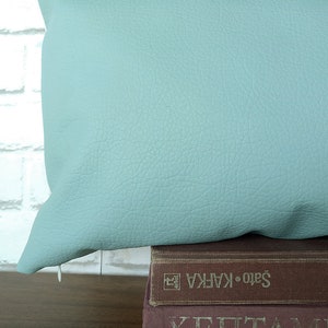 Fast shipping/Mint color modern thick faux leather pillow cover /modern scandinavian home decor/housewarming gift 1pcs image 6