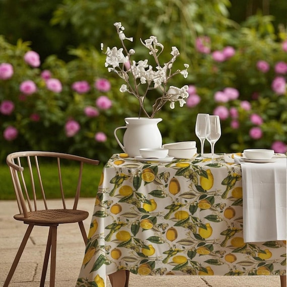 Country Style Lemon Tablecloth – Farmhouse Kitchen Decor, 5 Pattern Options