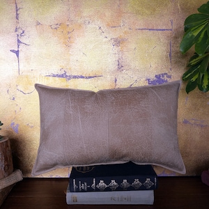 Beige lumbar pillow cover&5 color optional faux leather fabric lumbar pillow cover with decorative stitches/modern scandinavian homes-1pcs