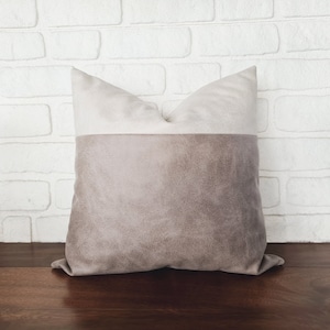 Montana two colors soft leather look fabric lumbar pillow cover/Housewarming gift