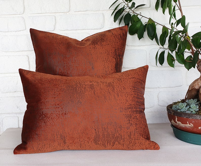 Rustic Look Terracotta Velvet Soft Fabric Pillow Cover Etsy