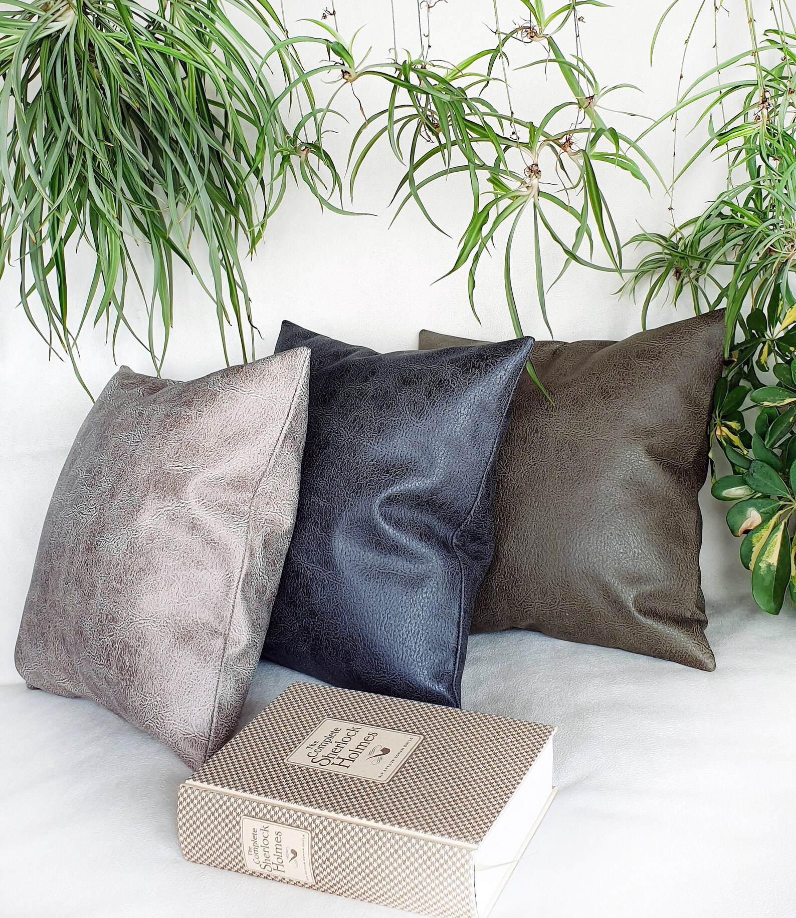 Faux Leather Fabric Pillow With Insert /modern Scandinavian Etsy
