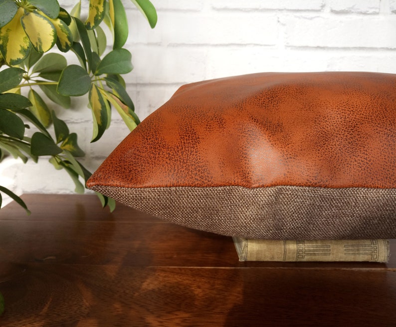 Fast shipping/Terra-cotta old look pattern-back side brown linen look fabric pillow cover/scandinavian home decor/housewarming gift-1pc image 9