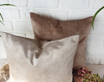 Ecru & Coffee Cream Velvet Pillow Cover: Modern Scandinavian Decor