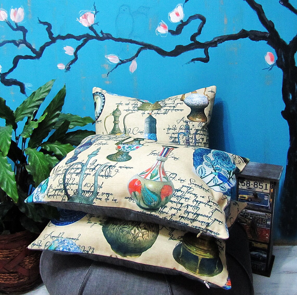 Traditional Turkish Iznik Cini Pattern Pillow Cover /cheerful Home ...