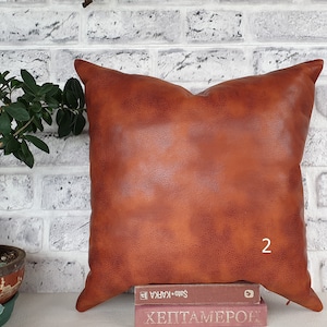 Terracotta brown redish old look fabric - faux leather look pillow cover/modern scandinavian home/housewarming gift -1pcs